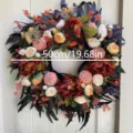 Large 50cm black leaf wreath with artificial pumpkins and peonies for autumn door decor - Black Leaf Pumpkin Style (A-2265) / 50cm