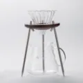 Retro Japanese style hand-brew coffee dripper stand with walnut wood and glass server - Stand With Filter And Pot Combination