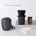 Portable pour-over coffee maker set in black with travel case and silicone dripper - Regular Handle Cup Style / Black