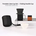 Portable outdoor pour-over coffee set with silicone cake dripper and folding mug - Folding Handle Cup Style / Black