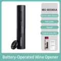 Professional matte black electric wine opener set with foil cutter and manual in color box - Black ABS Battery Model / Opener And Foil Cutter