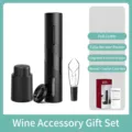 Electric wine opener set with foil cutter, tulip aerator and vacuum wine stopper - Black ABS Battery Model / Opener Aerator Stopper And Cutter