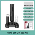 Professional electric wine opener set with foil cutter, aerator, and vacuum pump stoppers - Battery Model / Opener Aerator 2 Stoppers Pump Cutter And Base