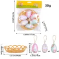 Complete Easter egg hanging decorations set including 6 bunny prints and woven basket - White Rabbit Style (N3-30) / 6 Eggs + 1 Basket