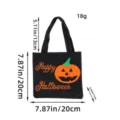 Black Halloween non-woven tote bag with cute orange pumpkin print, 20x20cm, 18g lightweight gift bag. - 20x19cm / Black