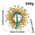 Ghirlanda di stelle dorate con fiocco verde per decorazioni natalizie festive - Stile Stella D'oro / 55cm