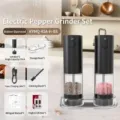 Set di macina sale e pepe elettrico con base di ricarica e cavo Type-C, capacità 95ml - Confezione Doppia con Base (KYMQ-45A-AH-BS) / Capacità 95MLx2 / Nero Opaco (Plastica ABS)