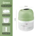 Mini hachoir électrique vert 250ml avec dimensions et composants - 250ML / Cyan 250ML