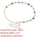 Exquisito cinturón bohemio de cadena de metal dorado con vibrantes cuentas de mármol de colores - Estilo de Cuentas Multicolor / Dorado