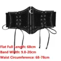 Ceinture corset élastique noire style gothique avec clous et zip croissant de lune - Longueur 68cm / Noir