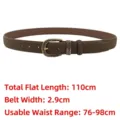 Premium brown genuine leather belt for women featuring a vintage gold pin buckle detail - Dark Khaki
