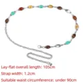 Cadena de cintura bohemia de metal con cuentas de colores y cadena de plata, 105 cm - Estilo de Cuentas Multicolor / Plateado