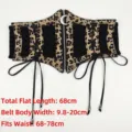 Ceinture corset élastique large à imprimé léopard avec fermeture lune et détails de laçage - Longueur 68cm / Imprimé léopard