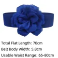 Elegant blue elastic cinch belt for women featuring a large decorative chiffon flower - 70cmx5.8cm / Blue