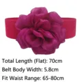 Rose red floral elastic belt for women, elegant waist cincher with a large flower - 70cmx5.8cm / Rose Red
