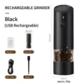 Macinacaffè elettrico portatile nero con ricarica USB e set completo di accessori - Nero (Testa Obliqua Nero USB) / 169mm*48mm