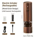 Macinacaffè elettrico portatile premium con finitura in legno e kit di ricarica USB - Grana del Legno (Testa Obliqua Grana del Legno USB) / 169mm*48mm
