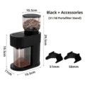 Schwarze elektrische Kaffeemühle inklusive 51 mm und 58 mm Siebträgerhalterungen - Schwarze Kaffeemühle / US Stecker / Schwarz