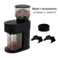 Elektrisches schwarzes Kaffeemahlwerk-Set mit Gebläse und zwei Halterungszubehör - Schwarze Kaffeemühle mit Balg / US Stecker / Schwarz