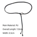 Detail of black PU knotted thin belt for dresses, 133cm length with golden ring buckle. - Style L / Total Length 133cm / Black