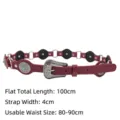 Vintage Bohemian burgundy faux leather belt with silver concho buckle for women y2k style - Total Length 100cm (Width 4cm) / Burgundy