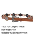 Vintage Bohemian brown belt featuring silver carved buckles and decorative turquoise - Total Length 100cm (Width 4cm) / Camel