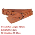 Retro Western style brown wide belt featuring metal rings and hook closure design - Chocolate