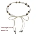 Handmade Bohemian braided waist chain with wooden beads, adjustable 165cm length - Style B / Length 165cm
