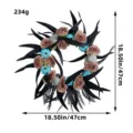 Halloween wreath featuring blue pumpkins, skulls and dusty roses, 18.5 inch diameter - Blue Pumpkin Skull Wreath Style (U3-29)