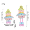 Telescopic Christmas elf doll ornament with green tree hat and pink legs measurement view - Standing Christmas Tree Telescopic Style