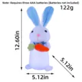 Conejo de peluche blanco brillante con orejas azules y zanahoria decoro de Pascua - Estilo Sujetando Zanahoria / 32x13x13cm
