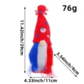 Patriotic American Independence Day gnome plush decoration with height and width dimensions - Independence Day Plastic Leg Gnome Red Hat (C1-6)