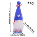 Patriotic USA Independence Day plush gnome doll with dimensions 29cm and 77g weight - Independence Day Plastic Leg Gnome Blue Hat (C1-7)