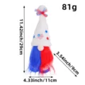 Independence Day patriotic plush gnome decoration with dimensions and built-in light - Independence Day Plastic Leg Gnome White Hat (C1-8)