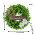 Artificial eucalyptus wreath with home sweet home wooden sign and white daisies - Wreath with Two White Flowers (H2-26) / Large (45cm)