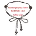 Bohemian coffee brown braided tassel waist chain belt for dresses, 168cm length. - Coffee
