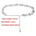 Silver metal waist chain belt featuring starfish and seashell design for dresses and pants - Silver
