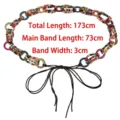 Retro ethnic style colorful beaded woven decorative belt for women with adjustable tie cord - Total Length 173cm / Multicolor