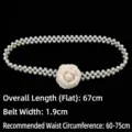 Elegant cream camellia pearl elastic waist chain for dresses, length 67cm - Beige