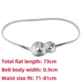 Silver metal spring stretch belt for women with decorative swirl pattern buckle - Style D Concentric Spiral / Silver