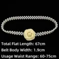 Elegant pearl elastic waist belt with cream camellia flower for dresses - Light Yellow