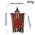 Διακόσμηση κρεμαστή μάγισσα σκελετός Halloween σε κόκκινο και μαύρο με διαστάσεις - Πορτοκαλί