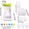 Easter DIY painting kit with foam rabbit and eggs, complete set dimensions shown - S2-18/Style B