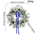 Artificial lamb's ear leaf wreath with pinecones and blue berries decoration, 40cm size - Rabbit Ear Grass Pine Cone Wreath (J2-33) / 40cm/15.74 inch