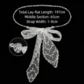 Elegant white lace tie-up belt with silver bead chain and decorative bow for dresses - Type D Silver