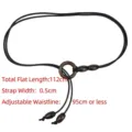Ceinture fine en cordon PU avec perles en bois et anneau pour robes - Noir