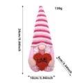 Pink and white striped Valentine's Day gnome plush doll holding red glitter heart - Female Style (With Heart) / 24cm
