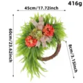 Farmhouse artificial hydrangea wreath with burlap bow, 60cm decorative wall hanging - Red and Green Hydrangea Wreath (H1-43)