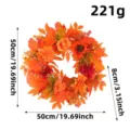 Handmade Thanksgiving harvest door wreath with orange red maple leaves, 50cm diameter - Orange Red Maple Leaf Harvest Door Hanging (K3-43) / 50cm