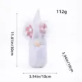 White plush Easter gnome doll with rabbit ears and pink plaid details for desktop decor - Plaid Rabbit (D1-16) / 30cm / White